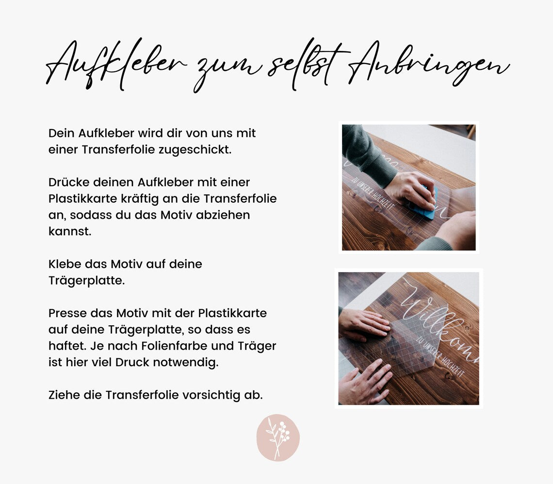 Aufkleber für Sitzplan "Frieda" im Hochformat