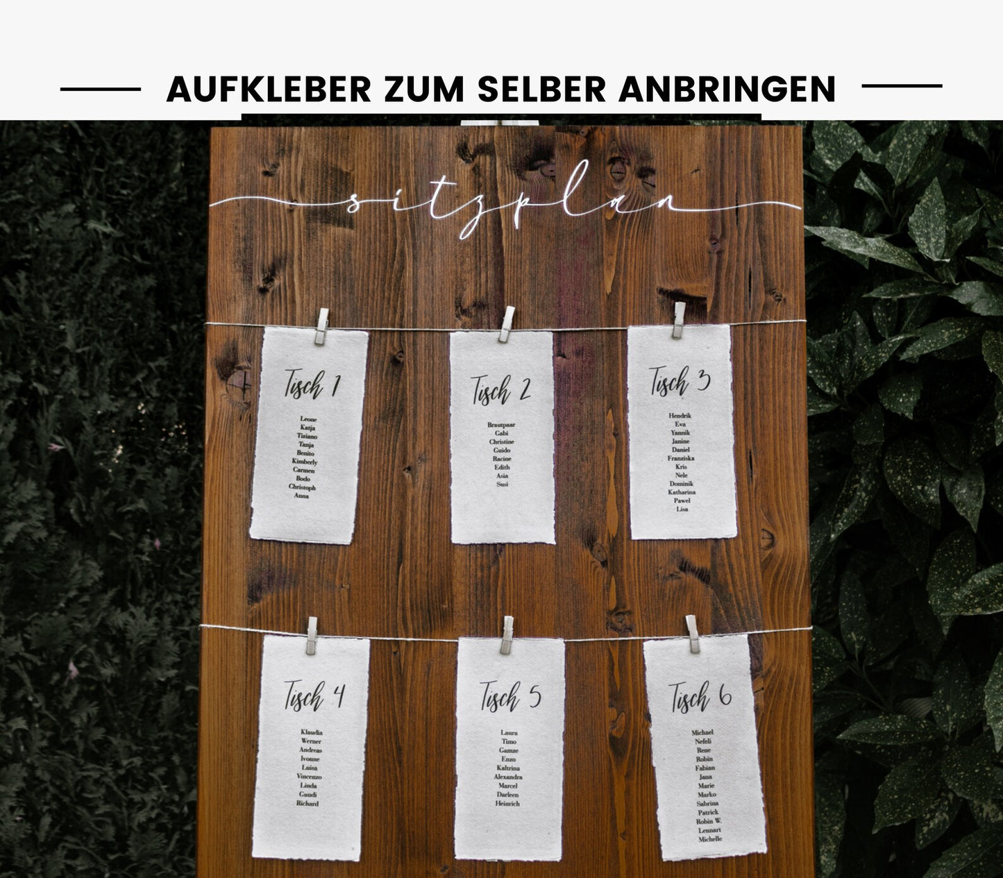 Aufkleber für Sitzplan "Carolina" im Hochformat