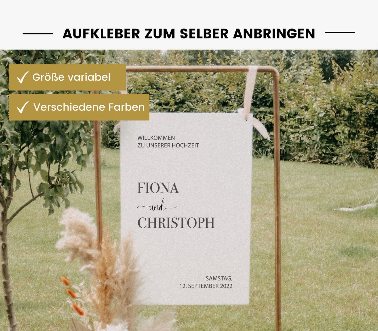 Aufkleber für Willkommensschild "Luca" im Hochformat