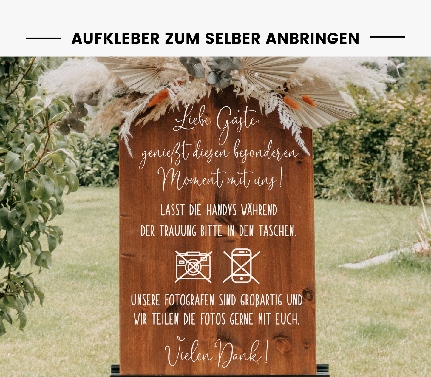 Aufkleber für Detailschild "Leni - Hochzeit Unplugged" im Hochformat