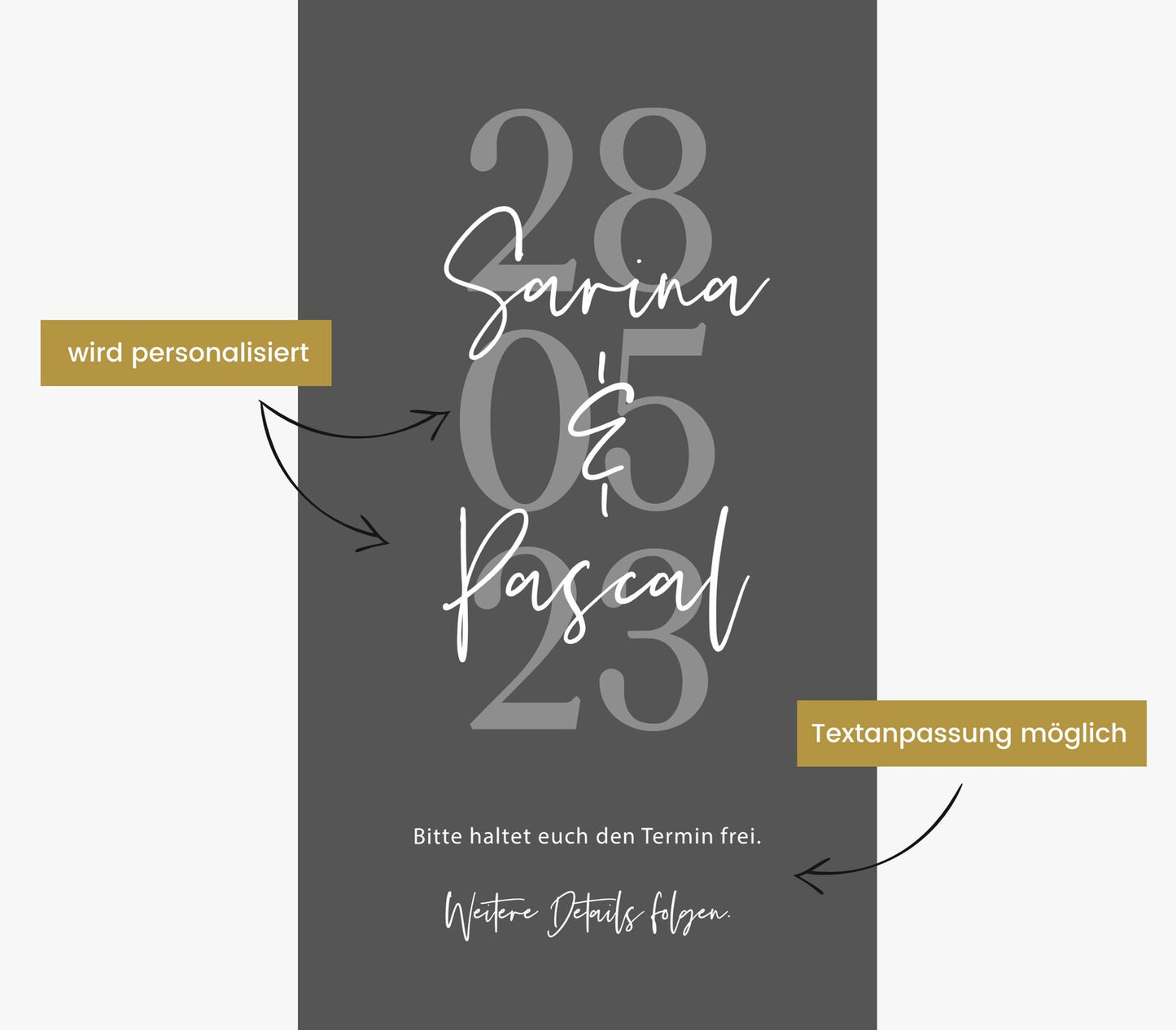 Digitale Save the Date Karte "Big Date"