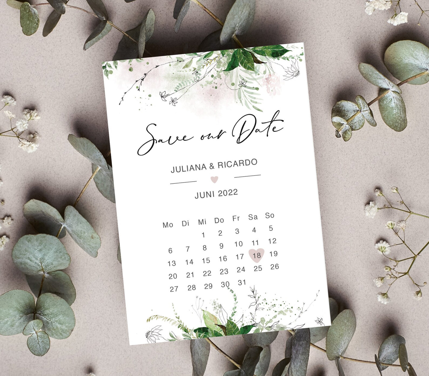 Save the Date Karte "Greenery"