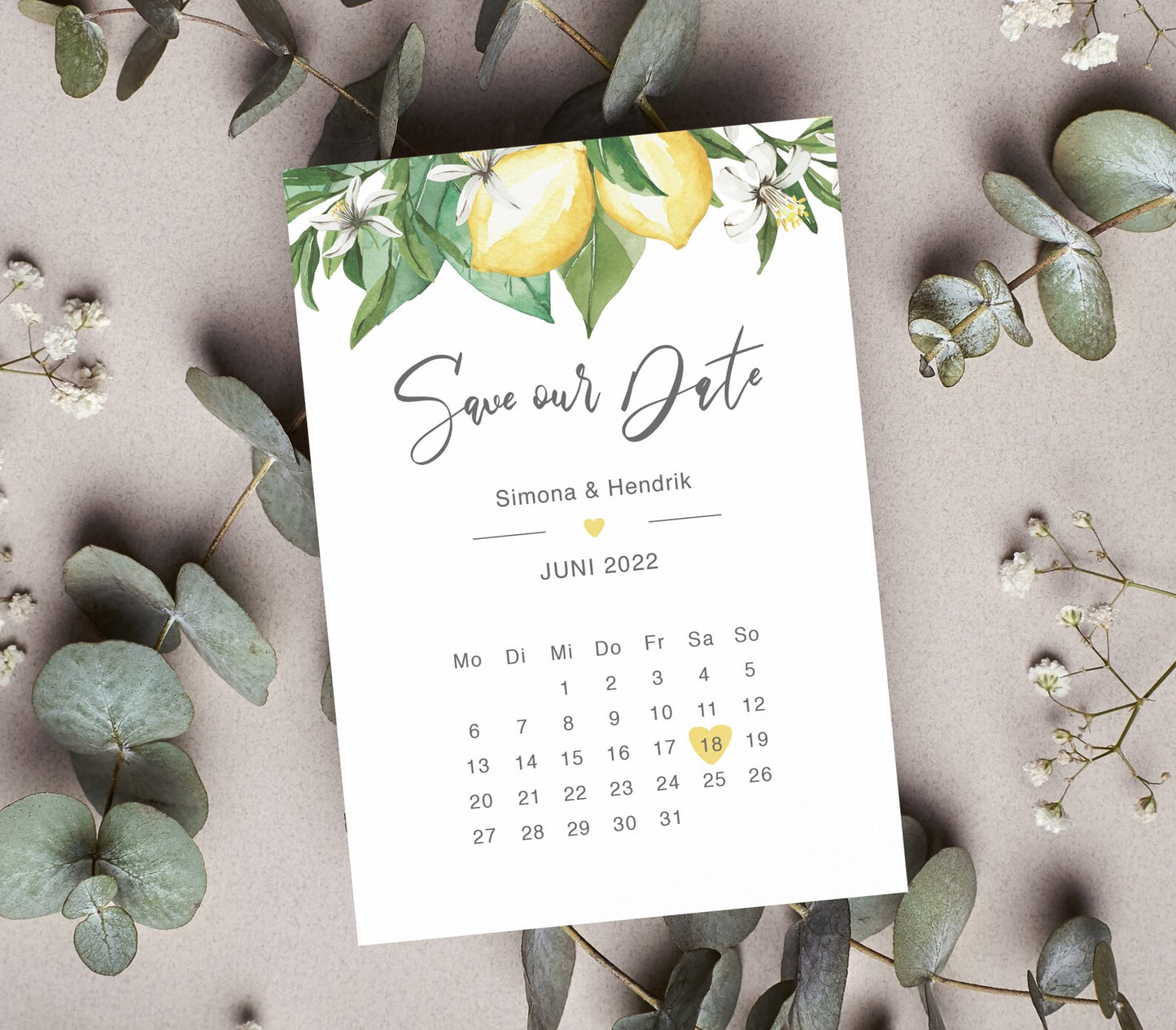 Save the Date Karte "Lemon"