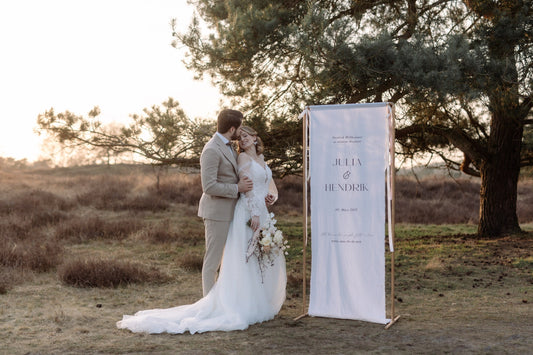 Minimalismus trifft Romantik: Stoffbanner für deinen clean-eleganten Hochzeitslook