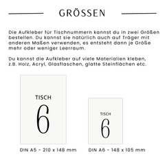 Tischnummern "Numbers"