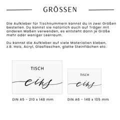 Tischnummern "Written Lines"