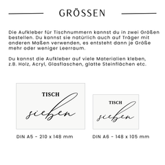 Tischnummern "Written"
