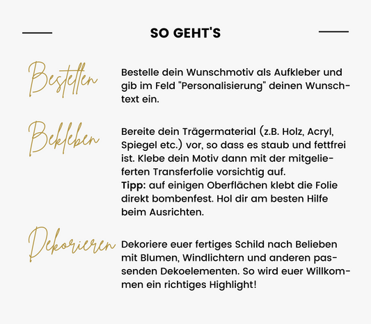 Aufkleber für Willkommensschild "Frieda schlicht"