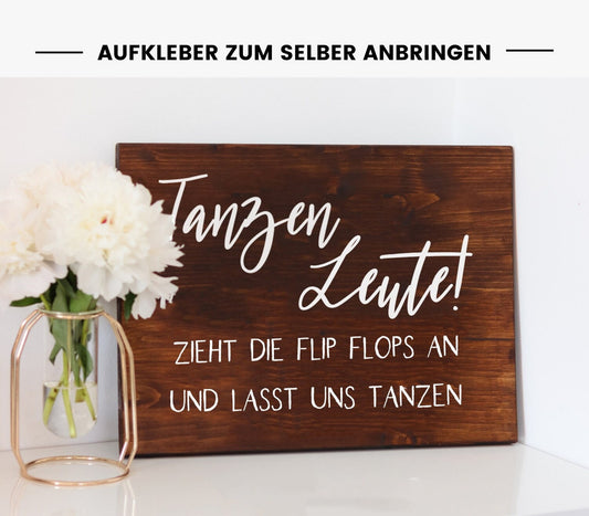 Aufkleber für Partyschild "Camille - Tanzen Leute"