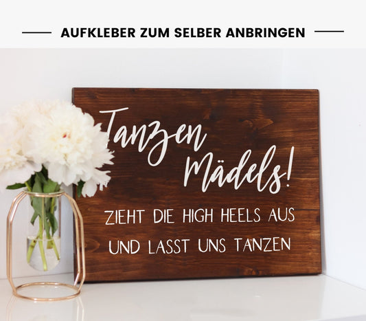 Aufkleber für Partyschild "Camille - Tanzen Mädels"