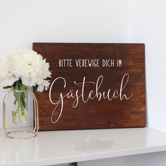 Gästebuchschild "Leni" - Bitte verewige dich im Gästebuch - Holzschild