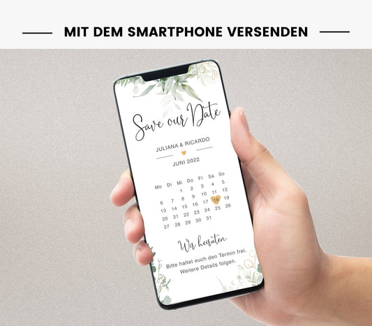 Digitale Save the Date Karte "Eukalyptus"